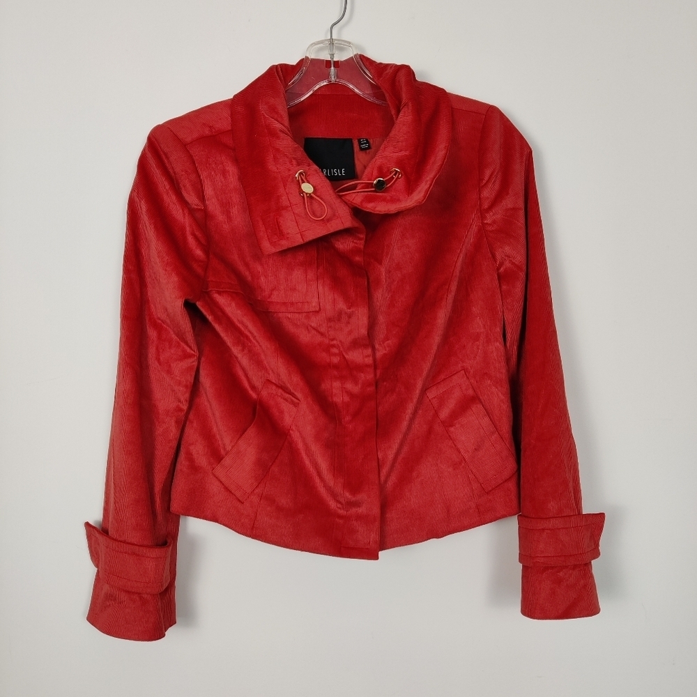 Carlisle Women's Corduroy Jacket Coat in Red Size 12 Fall Cotton Lined